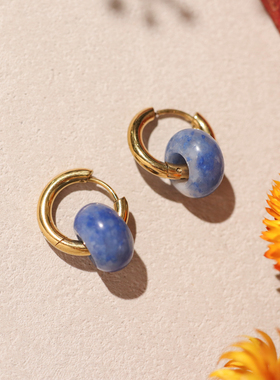 巴黎LITCHI正品天然石白黑蓝绿色玛瑙可爱甜度满分甜甜圈项链耳圈