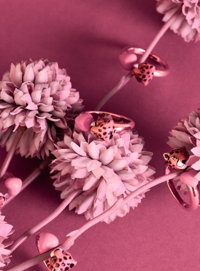 【官方授权】NACH娜趣法国初恋限量系列猎豹红爱心面对面活口戒指