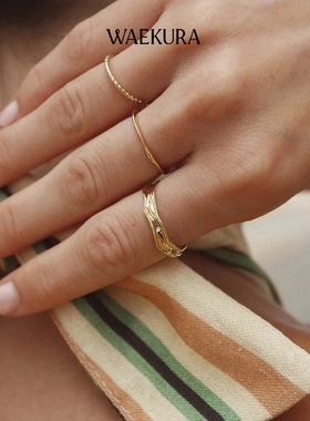 Waekura海洋贝壳渔网波锆石戒指