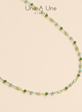 法国设计师une a une正品代购FEERIE多色天然石活力清新优雅项链