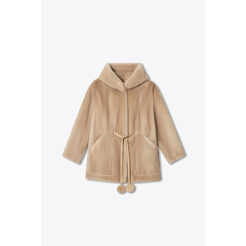 【整貂】PSALTER诗篇剪绒高低毛系带水貂毛外套皮草冬款 - 图3