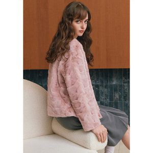 诗篇专选气质小香风轻奢水貂皮草棉服外套2025秋冬款