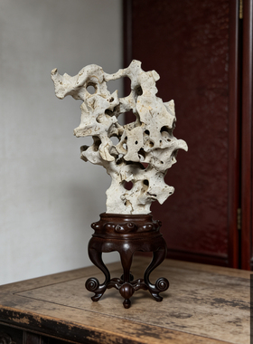 文房重器太湖石纯天然原石摆件天然摆件苏工中式装饰高档底座奇石