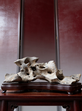 文房重器太湖石纯天然原石清供天然摆件苏工中式装饰高档底座奇石