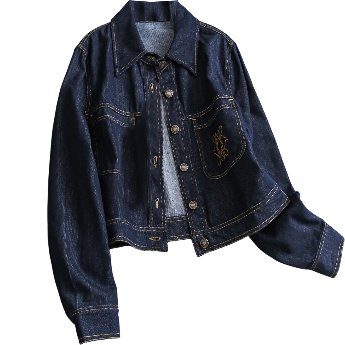 复古单宁翻领刺绣牛仔短外套可配一整套穿搭阔腿牛仔裤女套装V764,淘宝优惠券,粉丝福利购,淘宝优惠卷