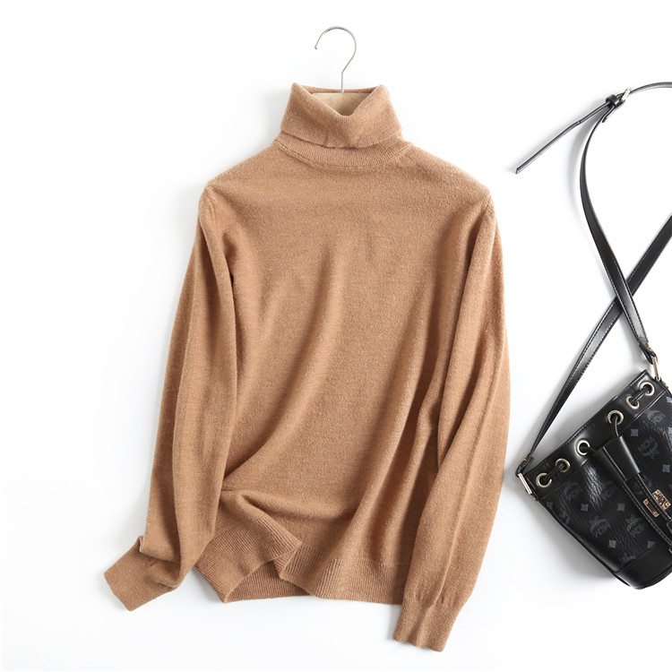 Y780纯色高领套头针织衫上衣冬季新款通勤百搭长袖女式毛衣 - 图0