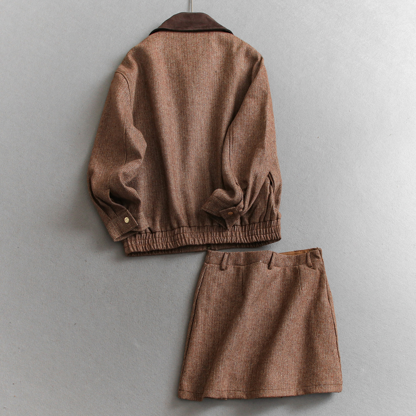 复古人字纹刺绣翻领钉珠亮片长袖外套可配一整套半身裙女套装Q901,淘宝优惠券,粉丝福利购,淘宝优惠卷