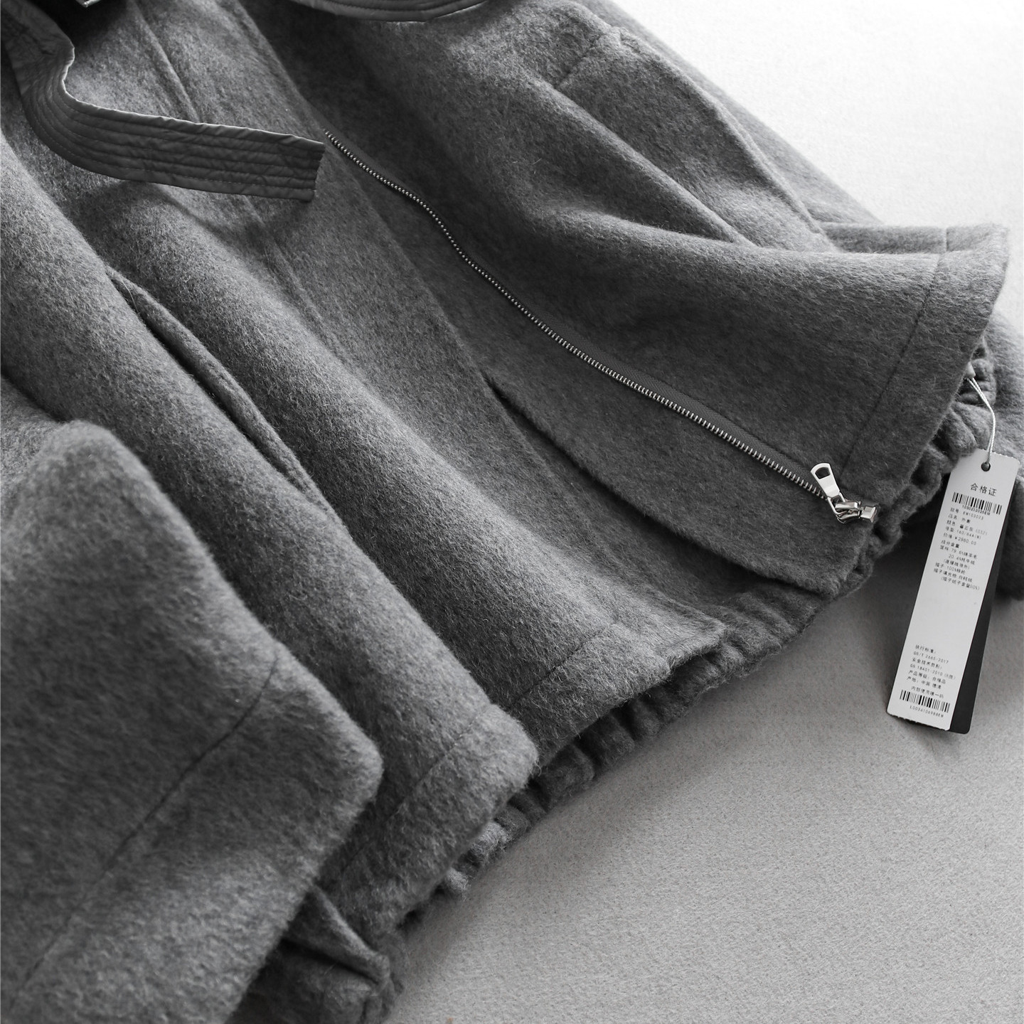 可拆卸羽绒连帽双面呢羊毛混纺大衣廓形显瘦长袖女装毛呢外套N986 - 图1