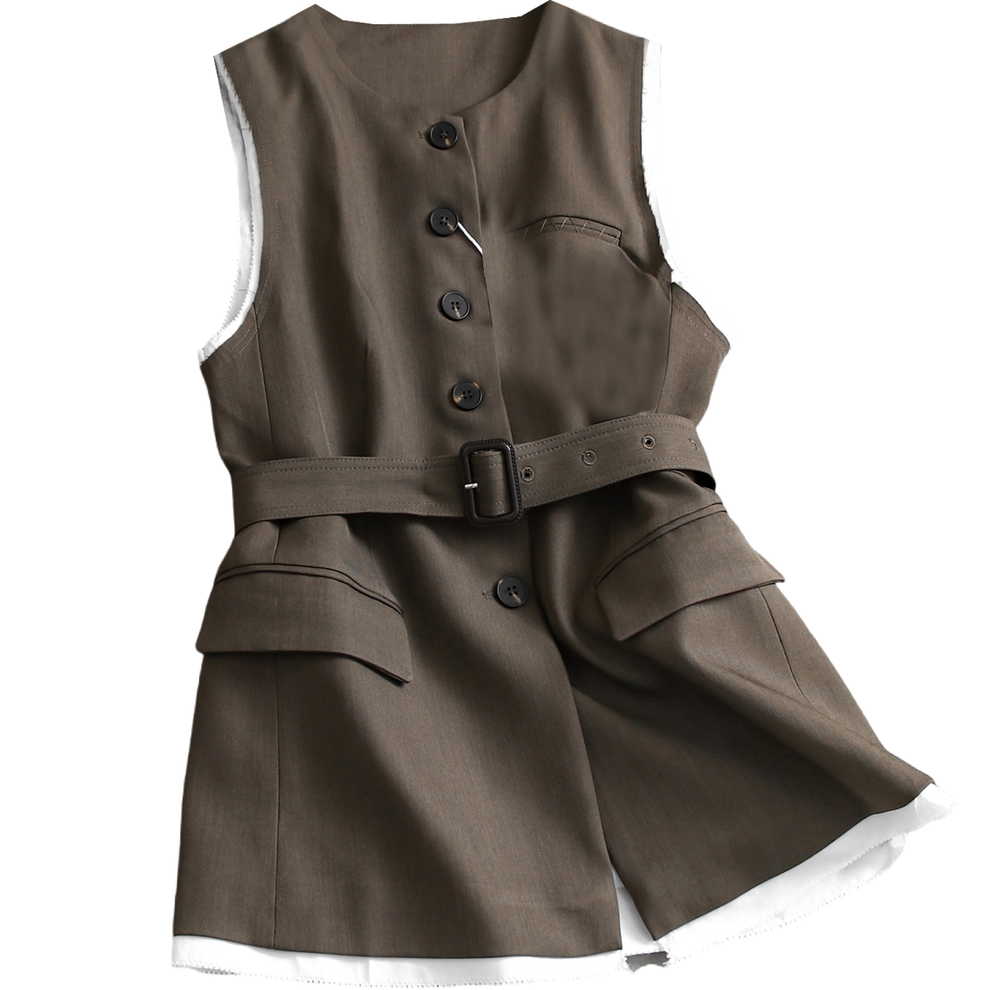 纯色系带无领西装马夹可配一整套穿搭垂感阔腿裤女装两件套装V375,淘宝优惠券,粉丝福利购,淘宝优惠卷