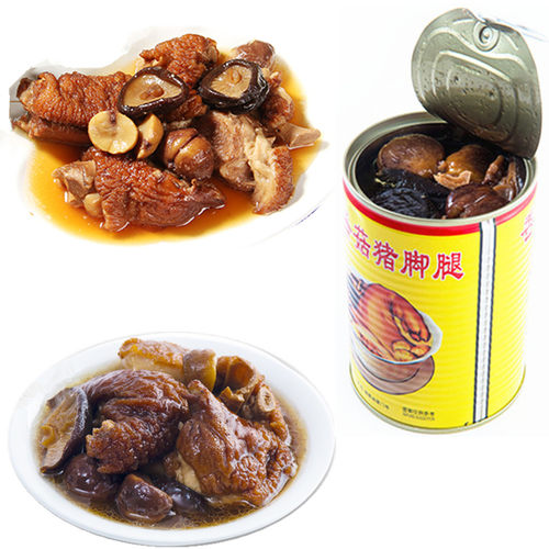 厦门古龙食品香菇猪脚腿罐头熟即食卤肘子猪蹄作料小菜397g一瓶 - 图1