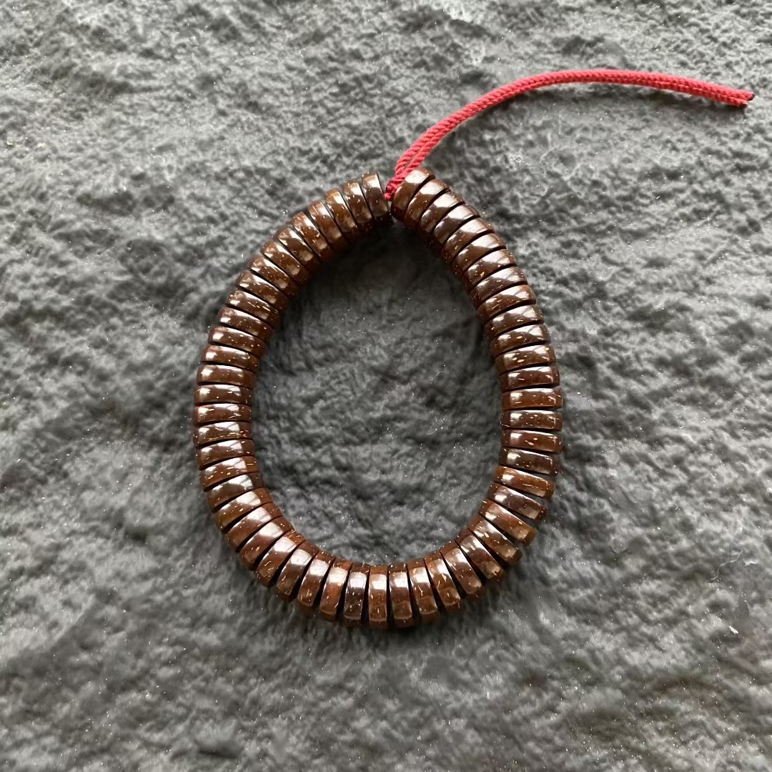 手工原色老料椰壳手串椰蒂隔片泥鳅背佛珠男女项链108颗念珠手链 - 图2