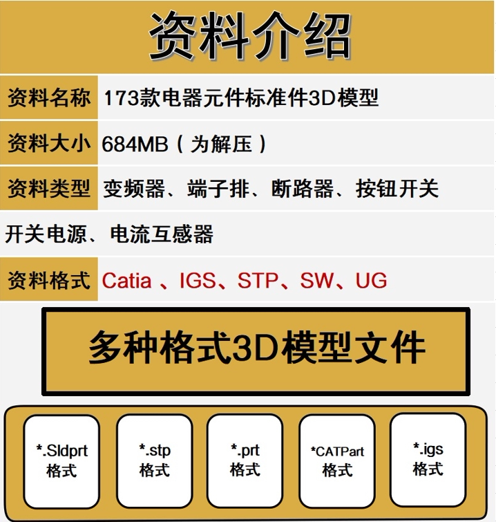 173款电器元件3D模型电气标准件变频器排断路器开关互感器图T012