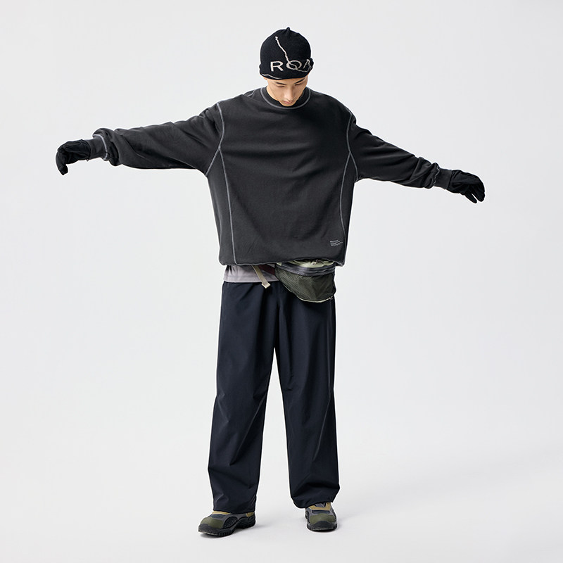 BENPANDA撞色明线分割圆领卫衣男运动保暖印花长袖拼接廓形套头衫,淘宝优惠券,粉丝福利购,淘宝优惠卷