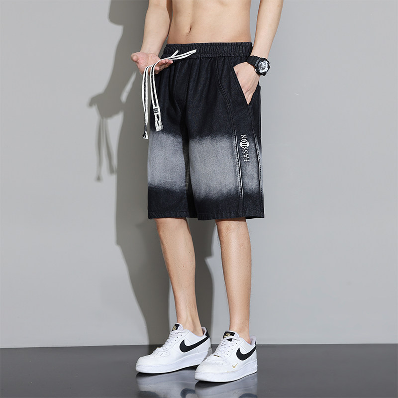 NANGAOFF大码牛仔短裤男士夏季薄款胖子加肥加大宽松抽绳撞色休闲,淘宝优惠券,粉丝福利购,淘宝优惠卷