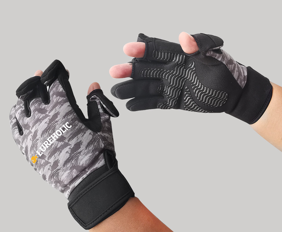 LUREHOLIC冬季钓鱼手套保暖防滑路亚专业抓鱼手套垂钓露三指全指,淘宝优惠券,粉丝福利购,淘宝优惠卷