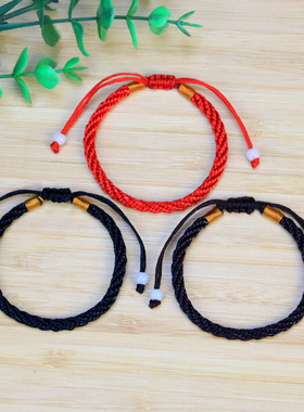 手工编织民族风男女情侣本命年红绳手链粗款璎珞线红色手绳礼品