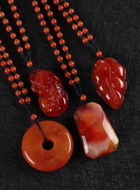 项链轻奢小众2021新款女百搭仿蜜蜡长款毛衣链秋冬平安扣吊坠礼物