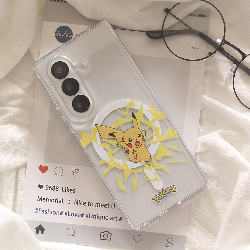 韩系ins宝可梦卡通比卡丘适用三星zfold7手机壳折叠屏fold5手绳FOLD6磁吸支架W24防摔ZFold3个性W23保护套w22 - 图0