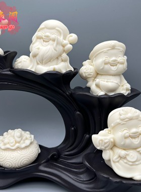 象牙果五福财神福禄寿喜财摆件聚宝盆手把创意开业乔迁工艺品礼物