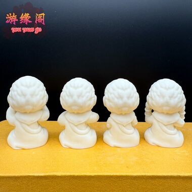 象牙果四不猴不说不听不看不想车载摆件小猴子手把件桌面鱼缸装饰