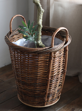 柳编装饰花盆花篮咖啡馆服装店