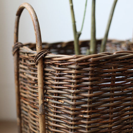 Pastoral retro style wicker large flower basket soft decoration