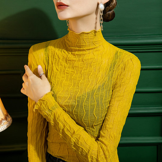 Turtleneck lace bottoming shirt