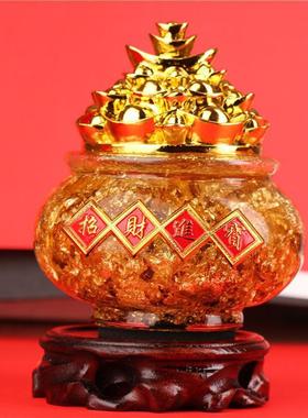 金箔水晶苹果福袋元宝工艺品招财摆件圣诞节礼物台湾创意工艺礼品