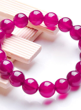 包邮饰品珠手链天然玫红色玛瑙