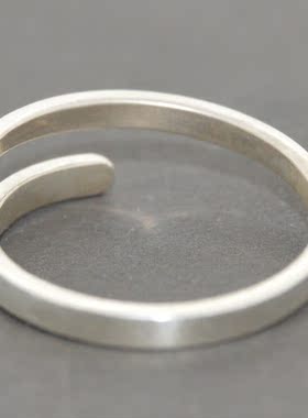 银之艺开口戒指情侣小蛇光面简约指环 手工订制纯银饰品七夕礼物