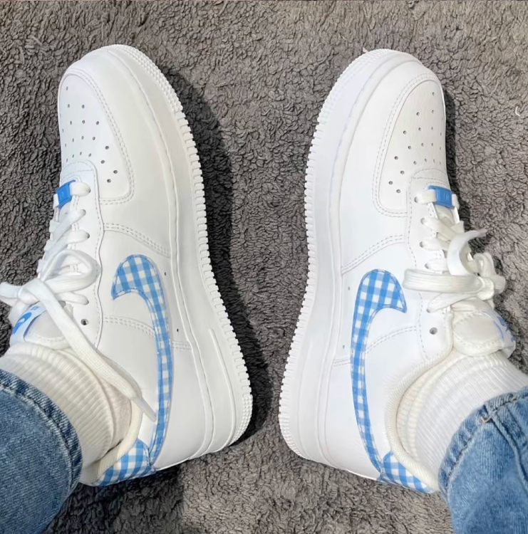 Nike耐克女鞋Air Force1空军一号AF1白蓝低帮休闲板鞋DZ2784-100-图0