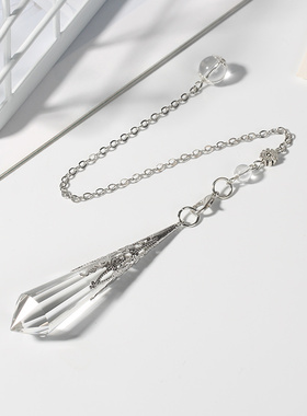 天然水晶灰月光紫白蓝砂吊坠灵摆