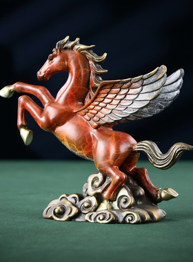 彩铜小飞马摆件家居办公室桌面装饰铜马工艺品迷你创意开业小礼品