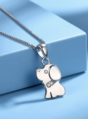 可爱狗狗S925纯银狗本命年生肖简约吊坠创意小狗卡通网红风