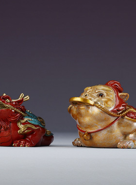 彩铜三脚金蟾摆件铜蟾蜍家居柜台办公室桌面装饰开业礼品