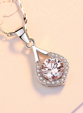 天使眼泪吊坠女足银S999简约水滴项链单吊坠小天使水滴圆形批发