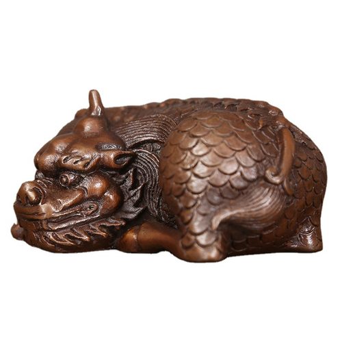 紫铜麒麟镇纸摆件家居办公室桌面迷你瑞兽工艺品麒麟礼品书桌摆设 - 图3