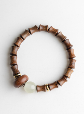 SOGOODSOUL 天然檀木手串竹节夜光珠节节高升手串手链男女情侣