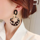 925银针秋冬豹纹几何圆圈耳环女欧美复古百搭时尚耳圈个性耳饰潮