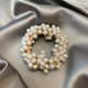 Champagne Pearl Hair Rope Women's Hair Tie Rubber Band Fashionable European and American French Ponytail Hair Rope Hair Accessories Simple Hair Tie