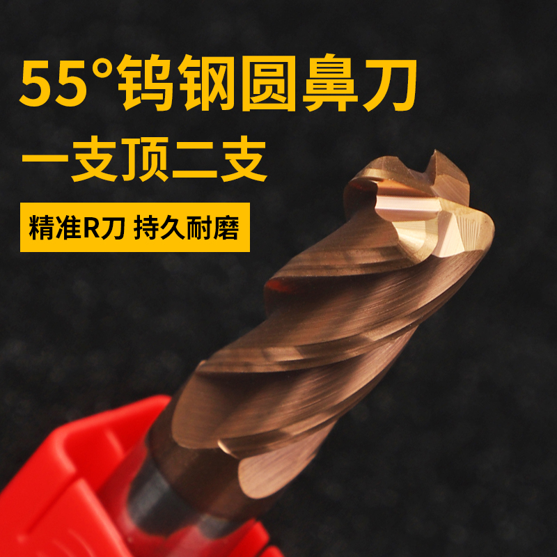 55度钨钢合金铣刀4刃加长牛鼻圆鼻铣刀硬质合金涂层d6r0.5立铣刀 - 图0