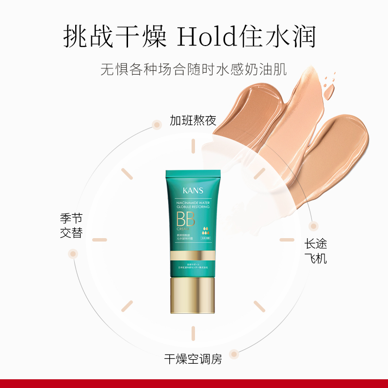 韩束官方旗舰店韩束烟酰胺沁水凝珠BB霜套组焕亮肤色自然光彩裸妆遮瑕粉底液正品1