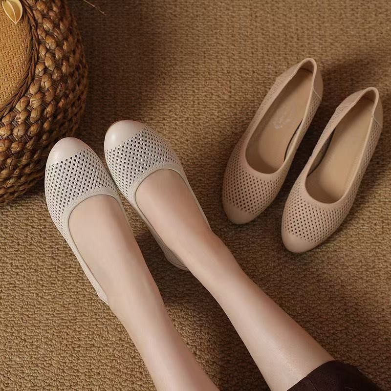 浅口鞋女2025夏季新款镂空防滑坡跟透气单鞋软底网面洞洞女豆豆鞋,淘宝优惠券,粉丝福利购,淘宝优惠卷