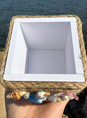 天然贝壳海螺创意手工麻绳笔筒