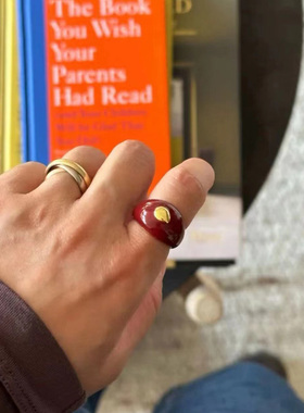 小众设计黄铜镀金珐琅滴釉戒指女