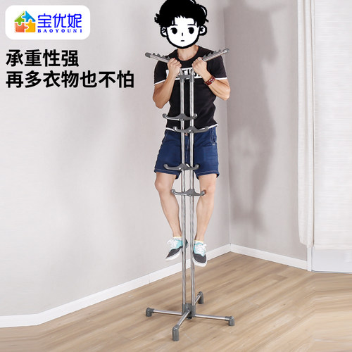 不锈钢衣帽架落地卧室转角不占地可移动家用睡觉放衣服床头挂衣架 - 图2