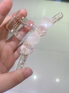 韩系ins奶雾白贝壳抓夹极简清冷感后脑勺鲨鱼夹透明气质日常发饰
