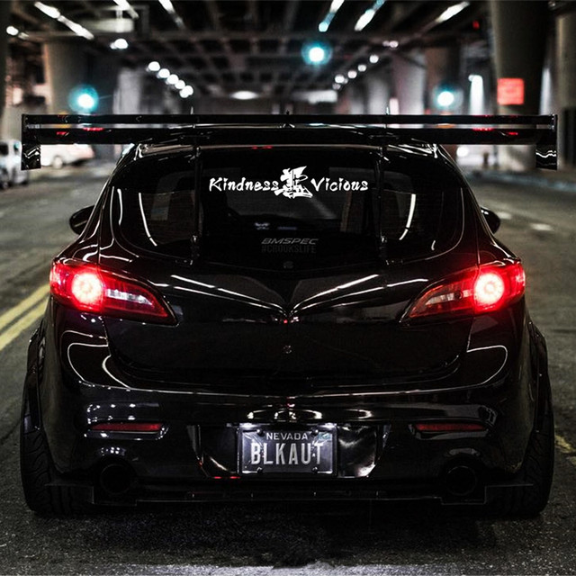 Japanese VIP modified car front and rear glass car stickers good and evil creative text reflective stickers waterproof car stickers
