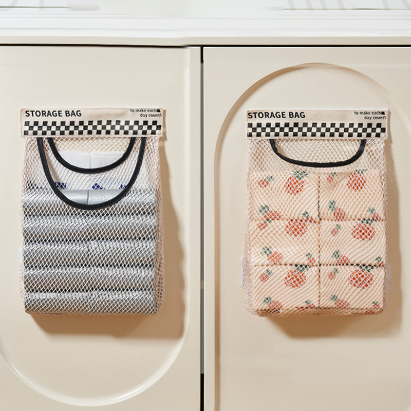 垃圾袋收纳壁挂式大容量厨房柜门后家用装储物塑料袋子魔术贴网兜,淘宝优惠券,粉丝福利购,淘宝优惠卷