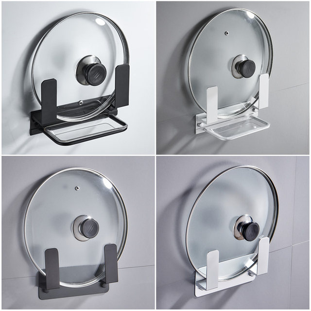 Kitchen pot lid rack wall-mounted space aluminum wall